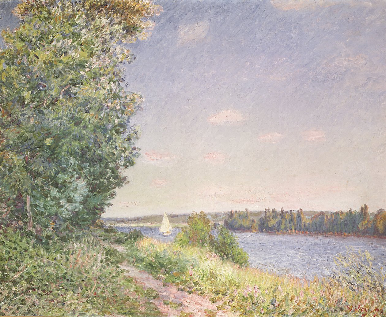 诺曼底，傍晚的水路，萨赫斯，1894年 作者 阿尔弗雷德·西斯利