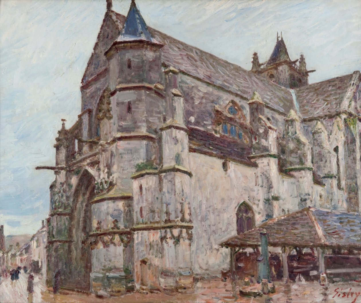 Notre-Dame de Moret在早晨下雨 作者 阿尔弗雷德·西斯利