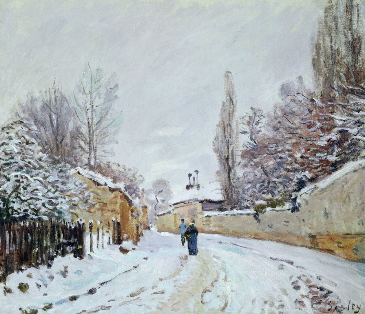 道路在雪下，在Louveciennes附近，1876年 作者 阿尔弗雷德·西斯利