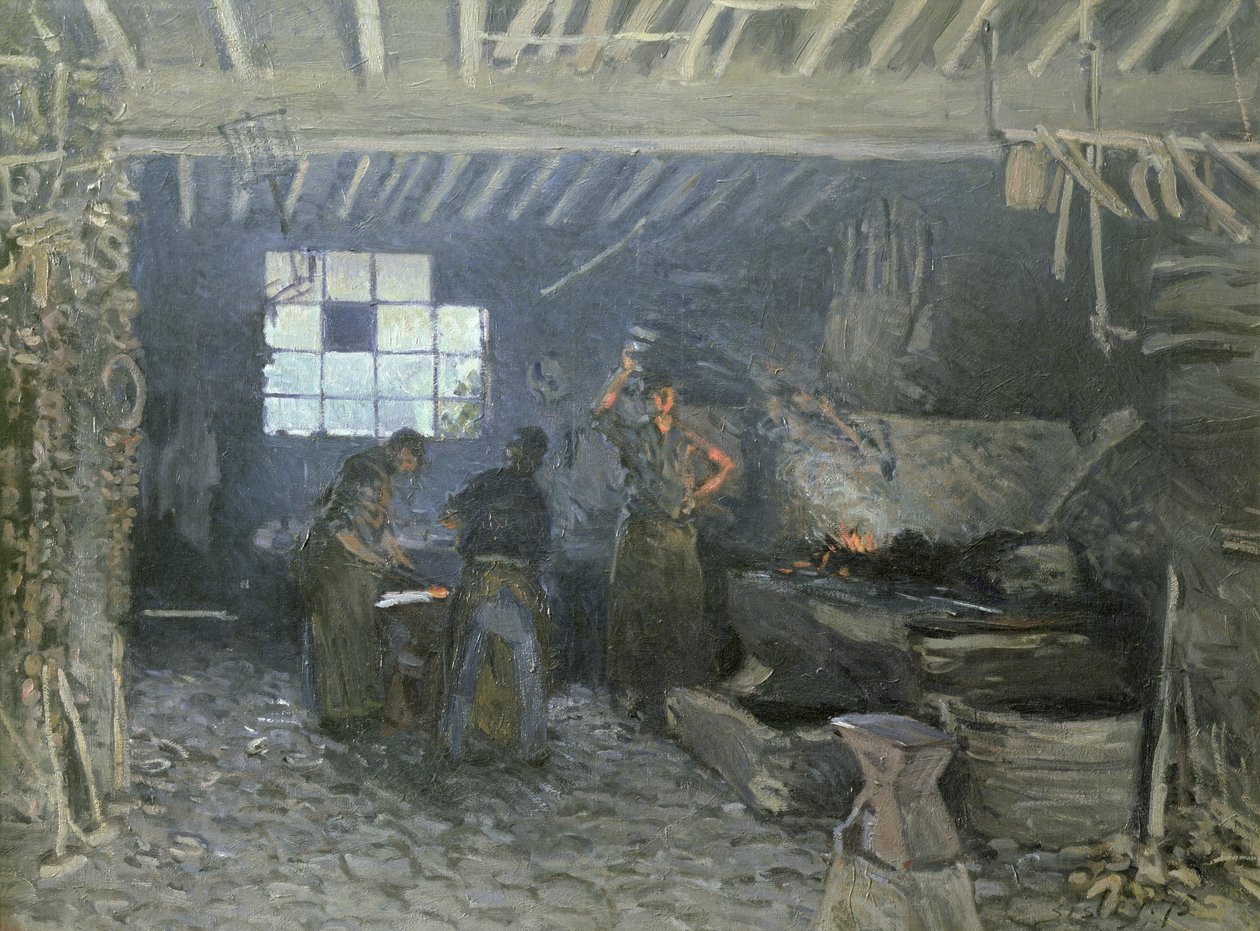 The Forge at Marly-le-Roi，Yvelines，1875 作者 阿尔弗雷德·西斯利