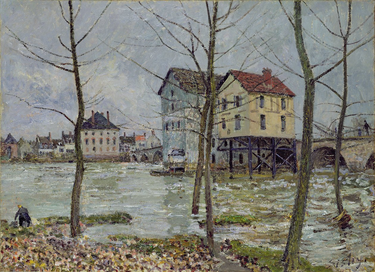 The Mills at Moret-sur-Loing，Winter，1890 作者 阿尔弗雷德·西斯利