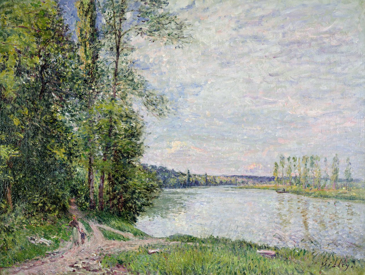 从Veneux到Thomery的Riverside Road，1880 作者 阿尔弗雷德·西斯利