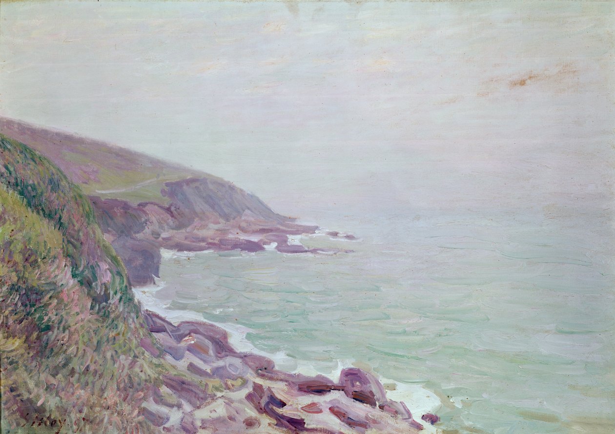 威尔士海岸线，有雾的早晨，1897年 作者 阿尔弗雷德·西斯利