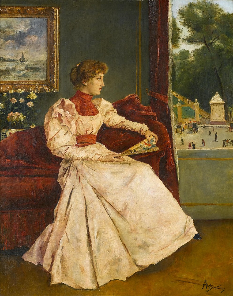 在家里 作者 阿尔弗雷德·埃米尔·史蒂文斯（Alfred Emile Stevens）