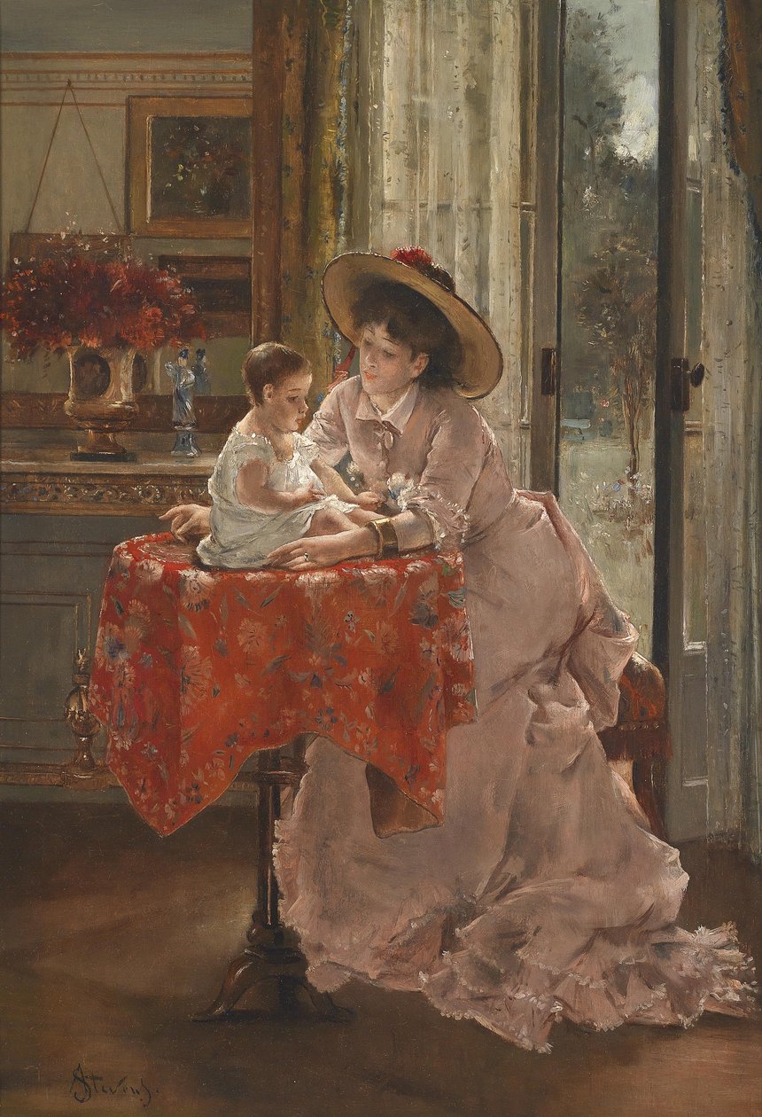 幸福的母亲 作者 阿尔弗雷德·埃米尔·史蒂文斯（Alfred Emile Stevens）