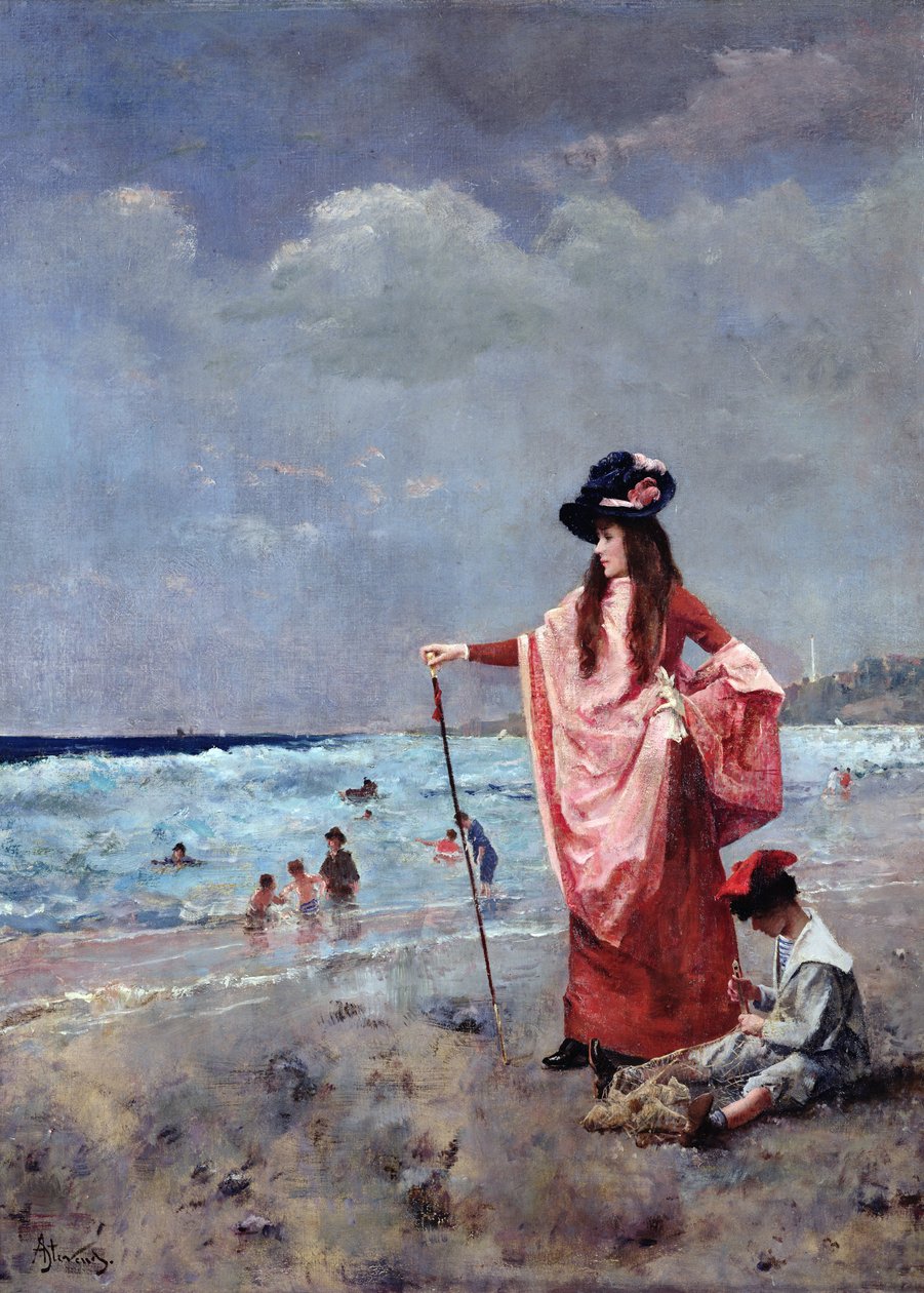 在沙滩上 作者 阿尔弗雷德·埃米尔·史蒂文斯（Alfred Emile Stevens）