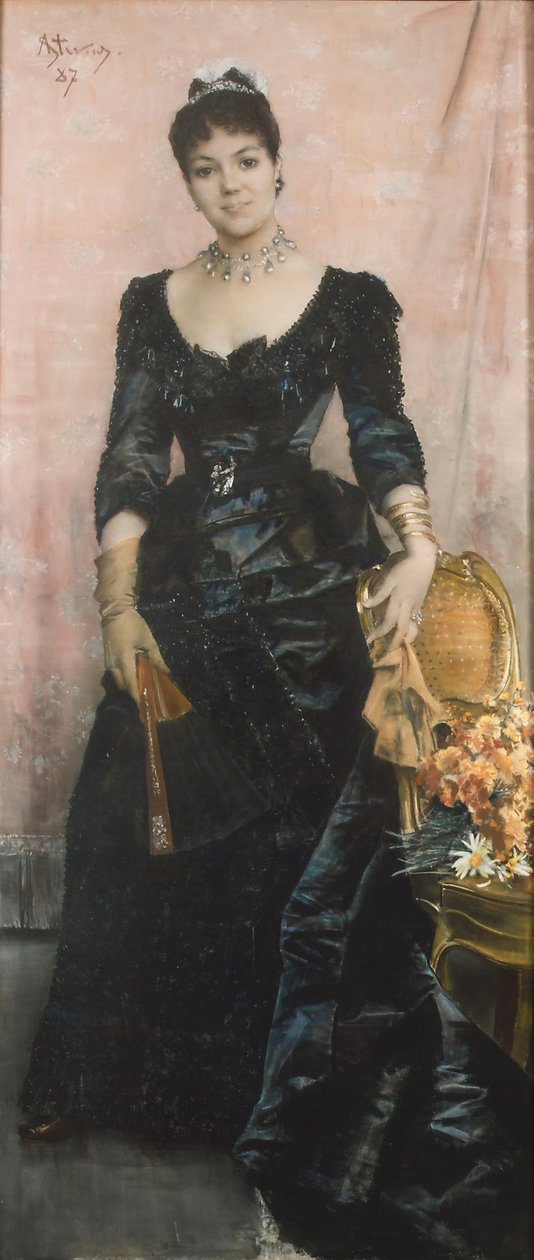 男爵夫人梅尼尔的肖像 作者 阿尔弗雷德·埃米尔·史蒂文斯（Alfred Emile Stevens）
