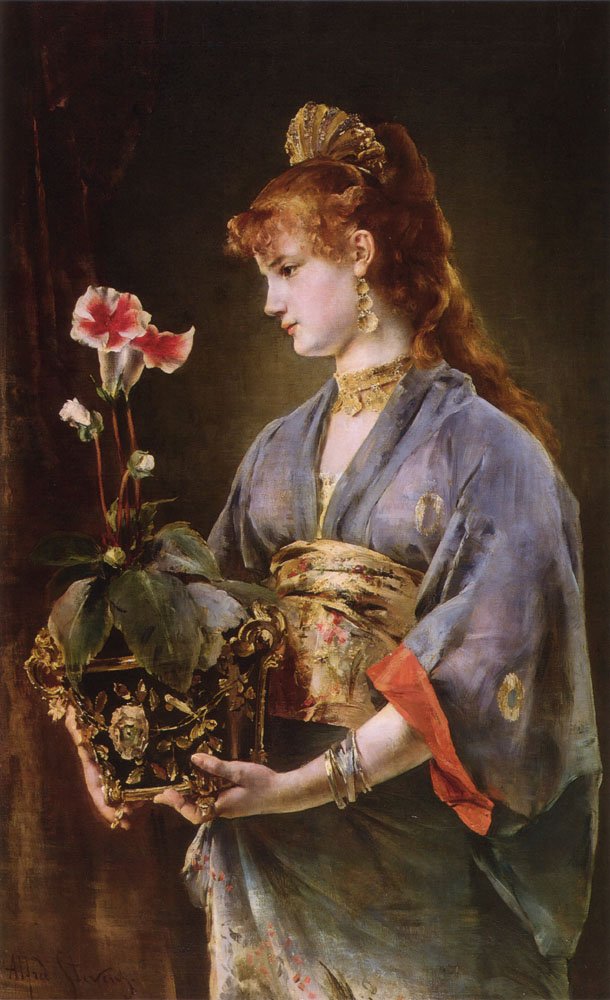 一个女人的肖像 作者 阿尔弗雷德·埃米尔·史蒂文斯（Alfred Emile Stevens）