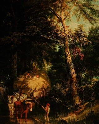 穿越小溪（布面油画） 作者 阿尔弗雷德·爱德华·沙隆