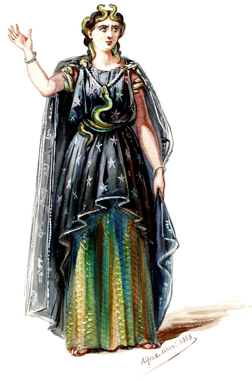Halévy - 魔术师 - Alfred Albert 设计的服装模特 - 20. Mélusine，第二套服装（修饰过） 作者 阿尔弗雷德·阿尔伯特