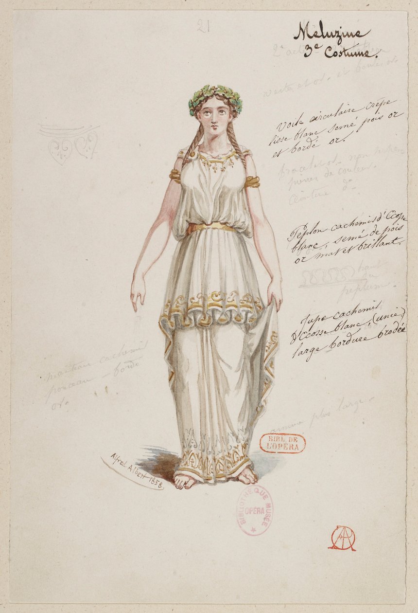 Halévy - La magicienne - Alfred Albert 设计的服装模特 - 21.Mélusine, 第 3 套服装 作者 阿尔弗雷德·阿尔伯特