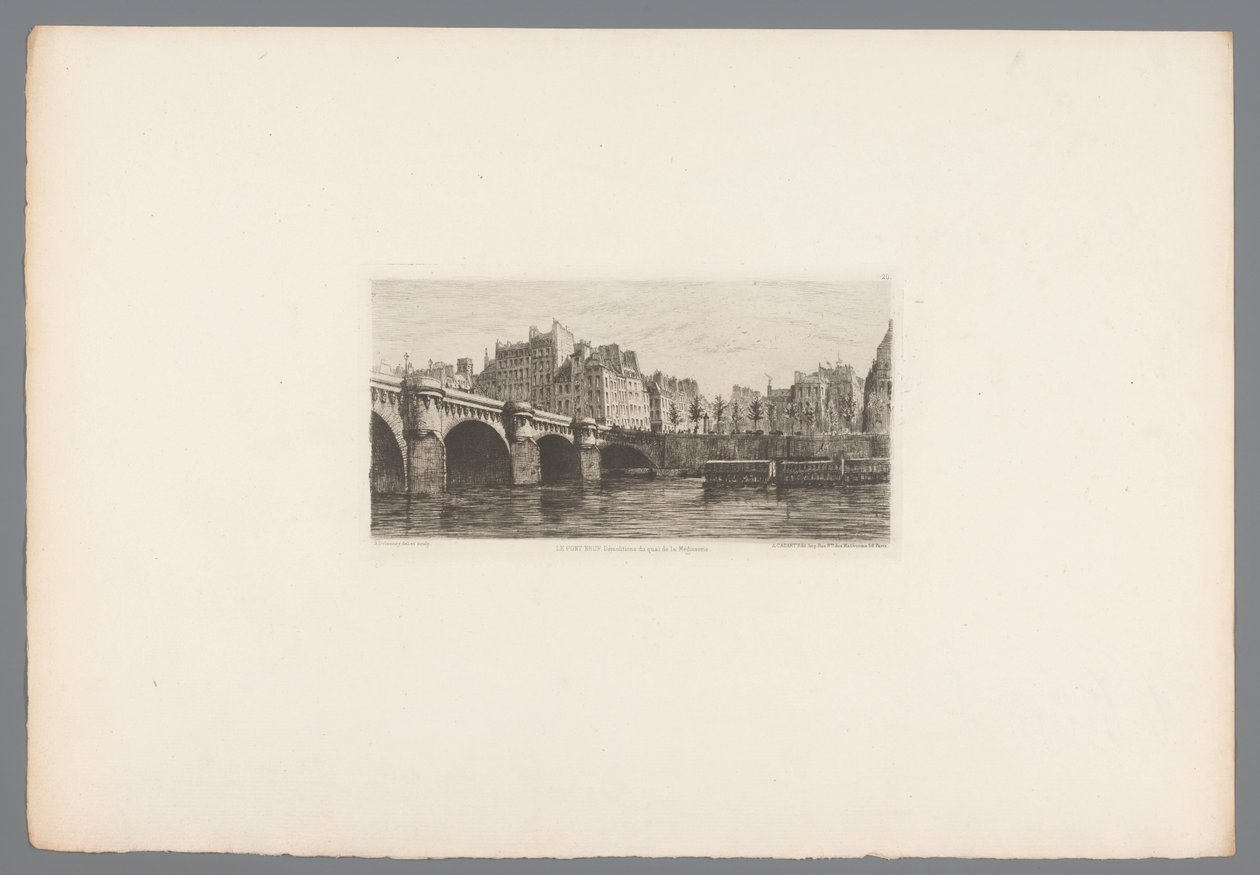 新桥的景色 Le Pont Neuf（物体上的标题） 1874 年的法国蚀刻版画（系列标题） L