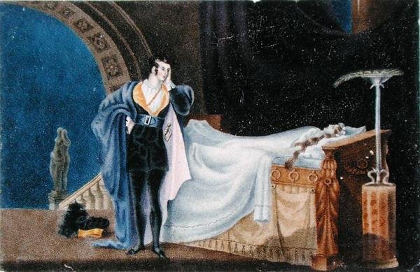 无神论者观看他妻子的尸体，作者是夏洛蒂-勃朗特（1816-55）（平版）。 作者 阿尔弗雷德 B.（之后）克莱顿