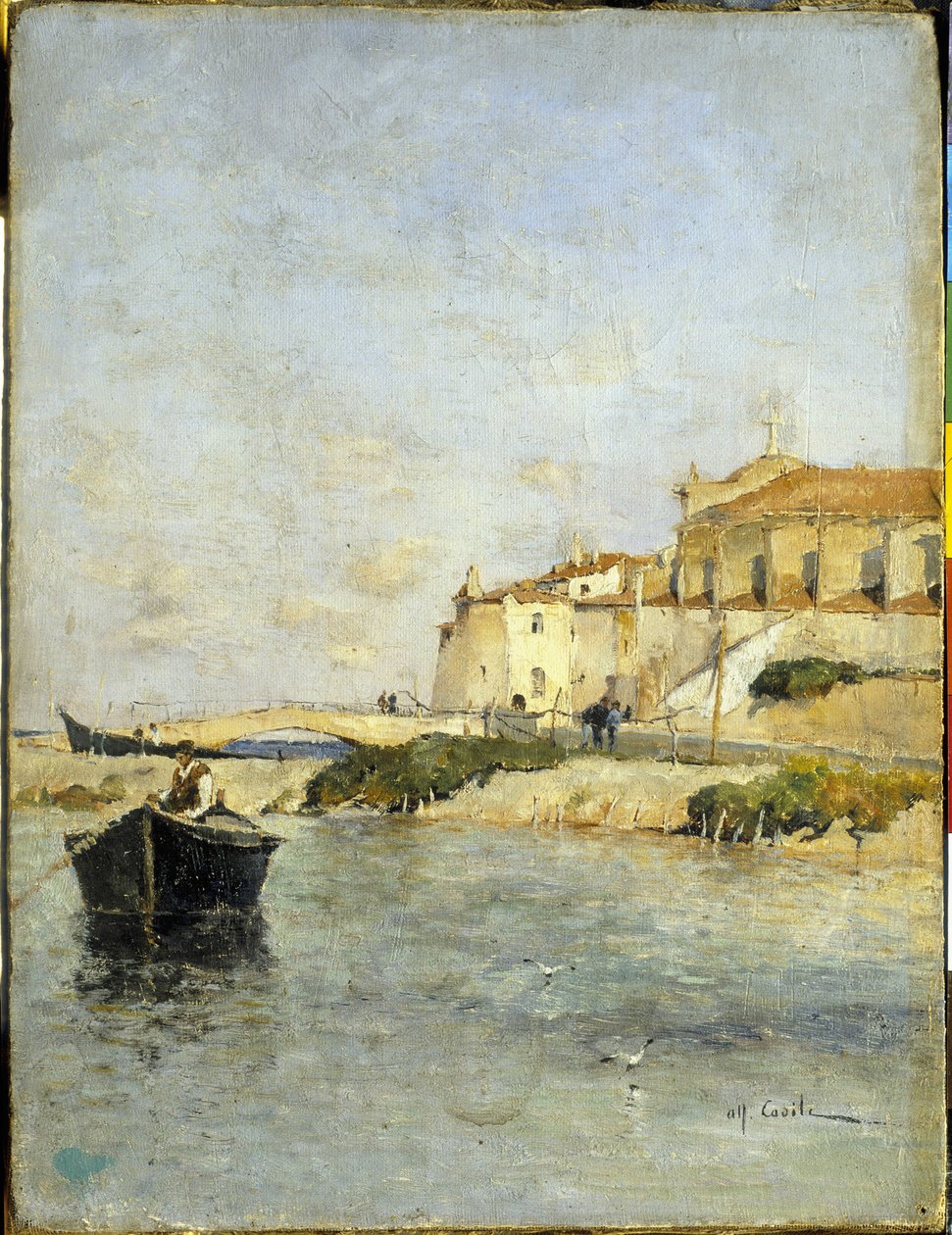 渔村。 阿尔弗雷德·卡西尔（Alfred Casile，1848-1909）的绘画。 利穆，佩蒂埃博物馆。 作者 阿尔弗雷德·卡西尔