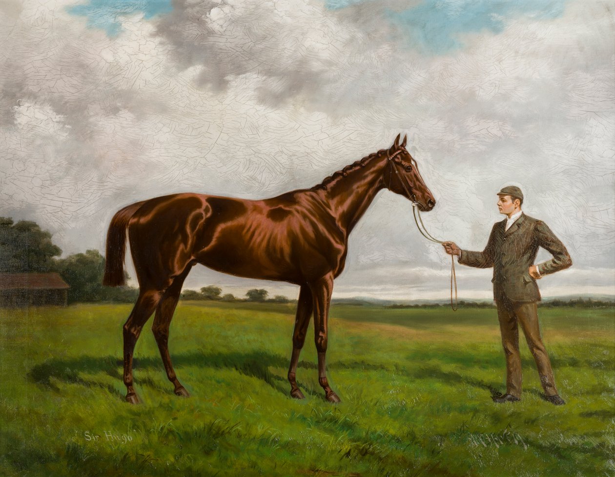 雨果爵士--1892 年德比冠军，约 1875-1928（布面油画） 作者 阿尔弗雷德·查尔斯·哈维尔