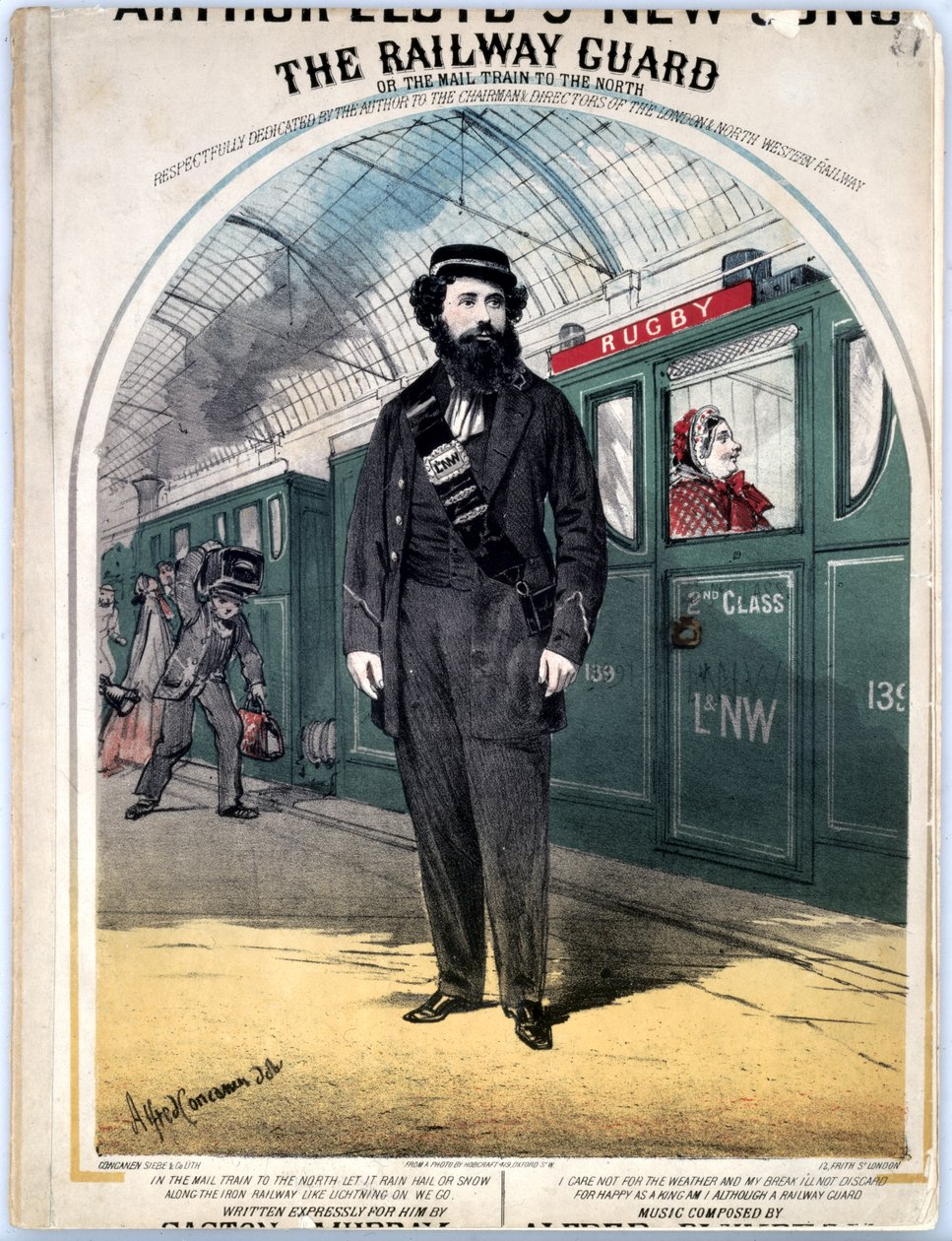 铁路卫队，1870年由C. Plowman创作的流行维多利亚歌曲的乐谱封面 作者 阿尔弗雷德·康卡宁