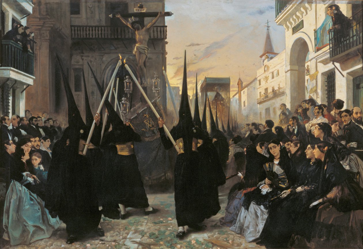 热那亚大街上的游行队伍 - Dehodencq, Alfred (1822-1882) - 1851 - 布面油画 - 112x162 - 马拉加卡门-蒂森博物馆 作者 阿尔弗雷德·德霍登克