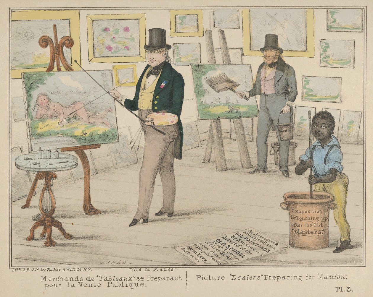 Vive la France, Marchands de Tableaux se Preparant pour la Vente Publique Picture Dea..., 1840。 作者 阿尔弗雷德·E·贝克
