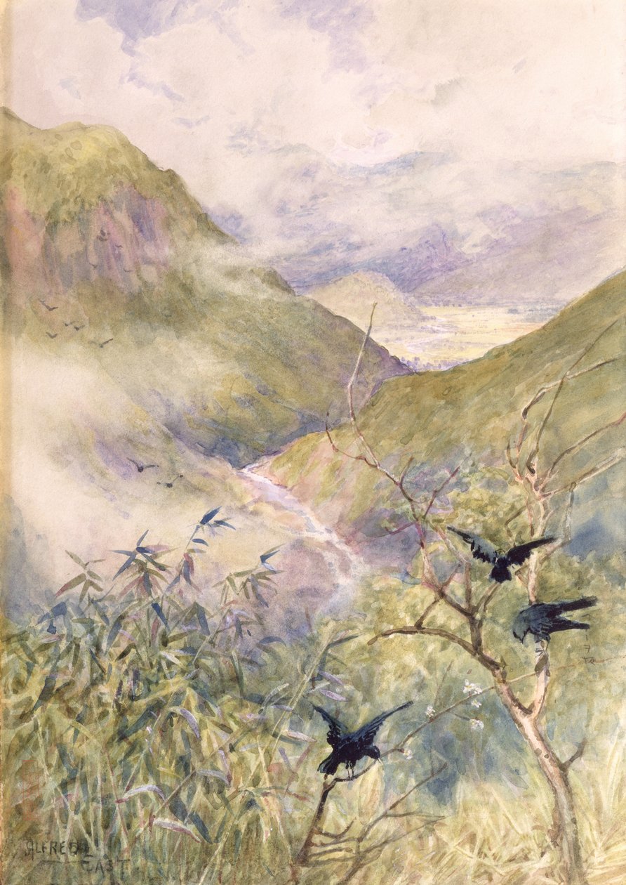 望着百合花：日光谷向东望向Shimo-no-Tsuke省，c.1889（纸上写着） 作者 东阿尔弗雷德