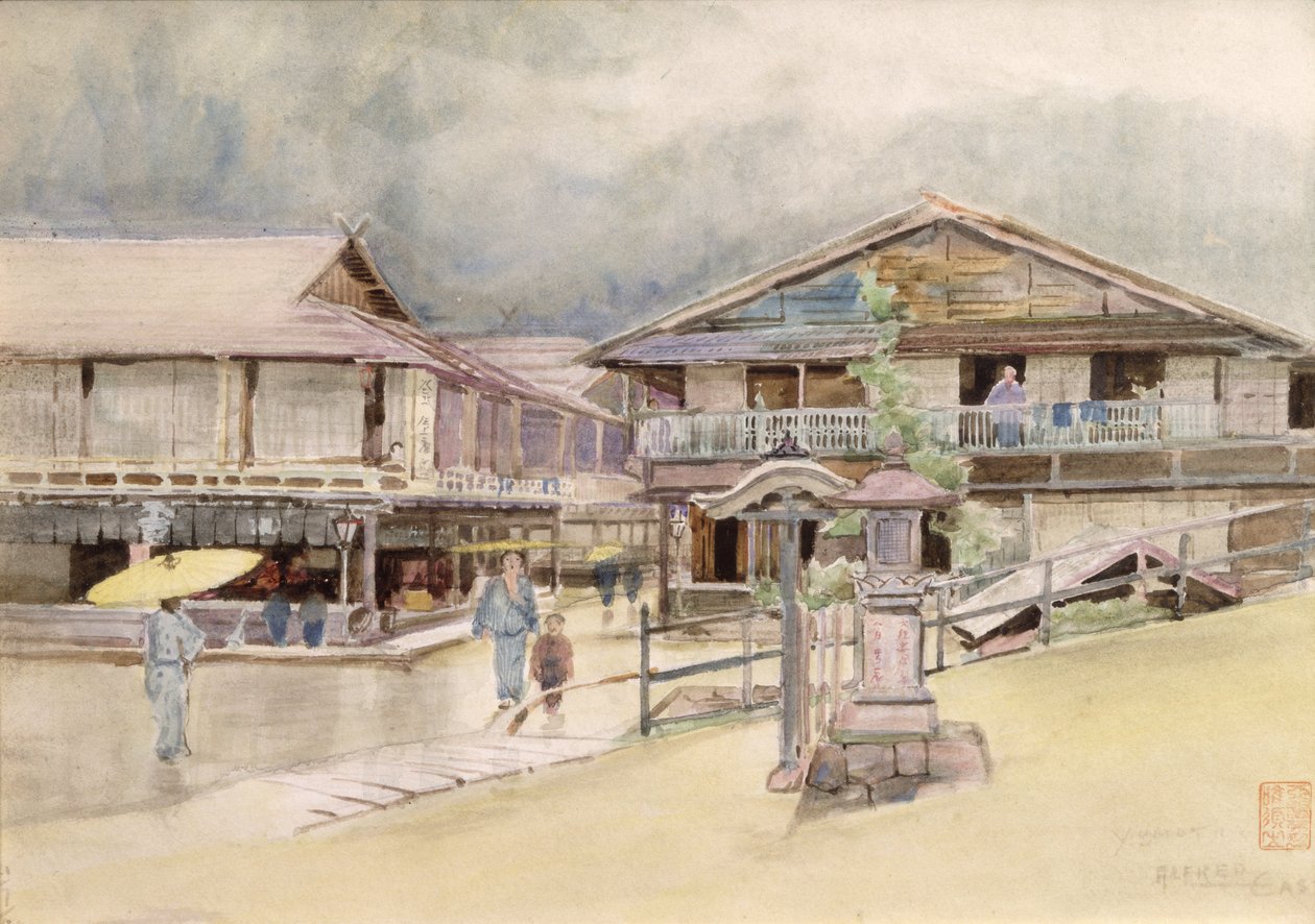 1889年Yumoto的雨天 作者 东阿尔弗雷德