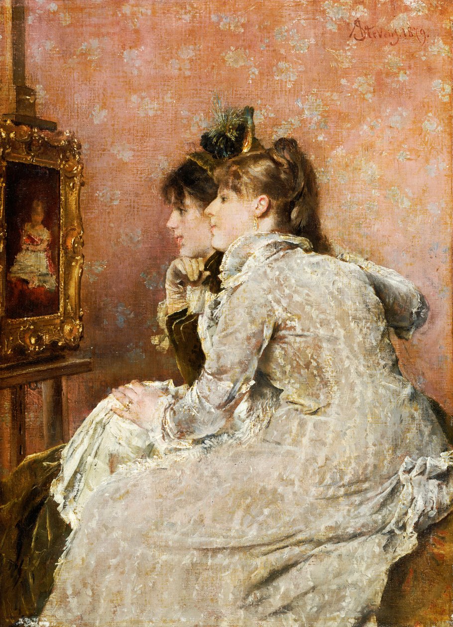 欣赏肖像，1879年 作者 阿尔弗雷德·埃米尔·史蒂文斯（Alfred Emile Stevens）