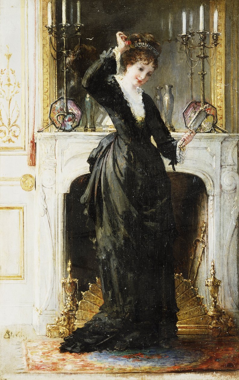 在闺房里 作者 阿尔弗雷德·埃米尔·史蒂文斯（Alfred Emile Stevens）