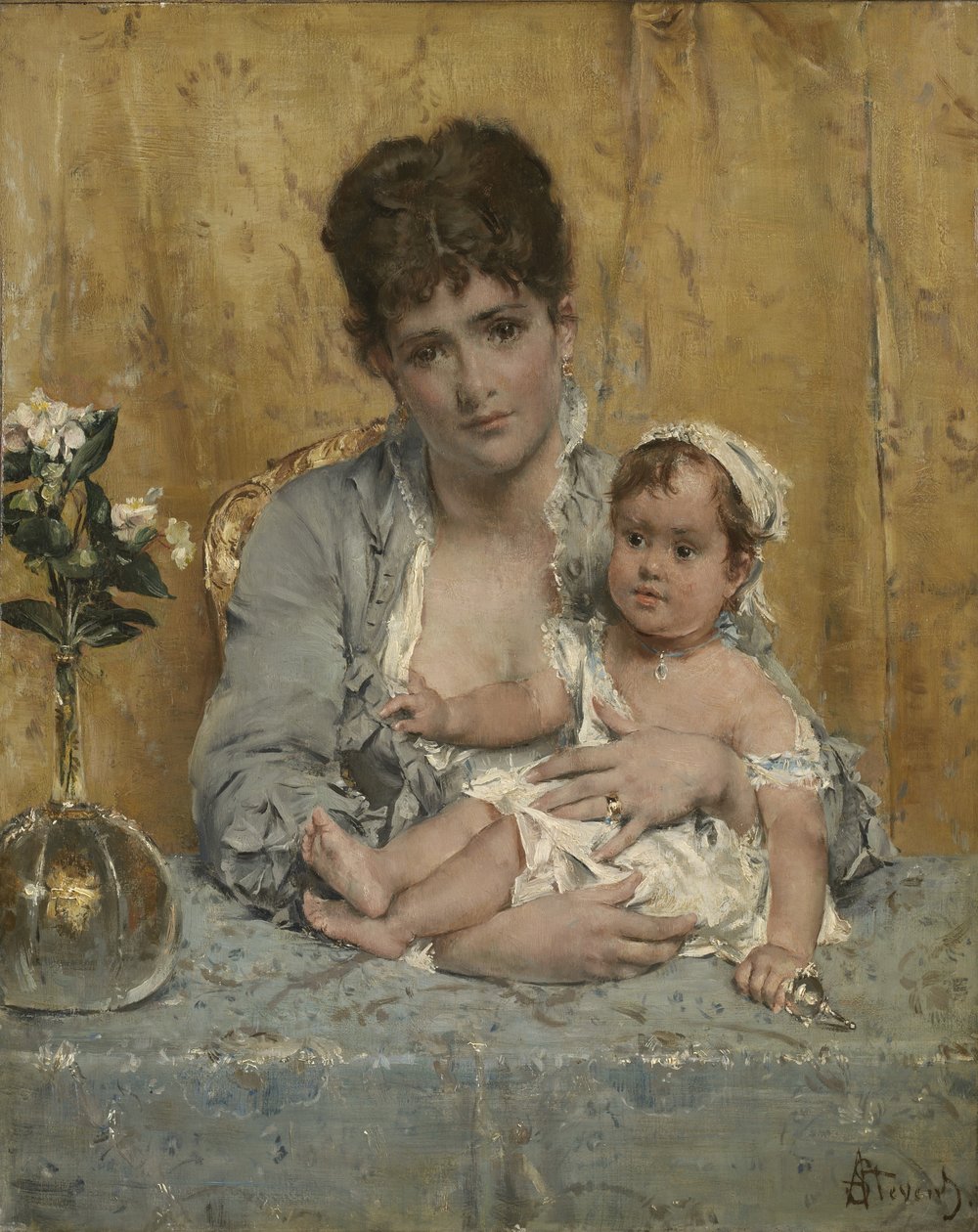 母亲和孩子，约1875年至80年 作者 阿尔弗雷德·埃米尔·史蒂文斯（Alfred Emile Stevens）