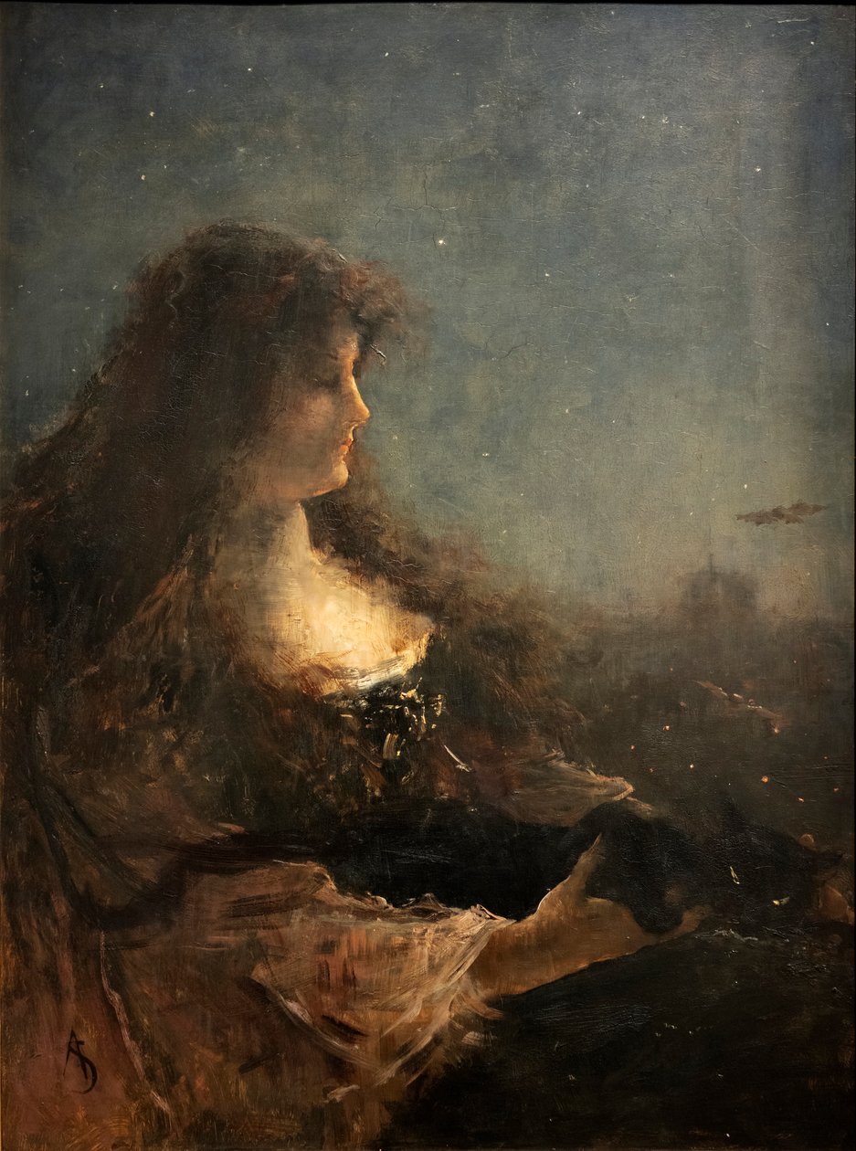 夜晚，c。 十九世纪（绘画） 作者 阿尔弗雷德·埃米尔·史蒂文斯（Alfred Emile Stevens）