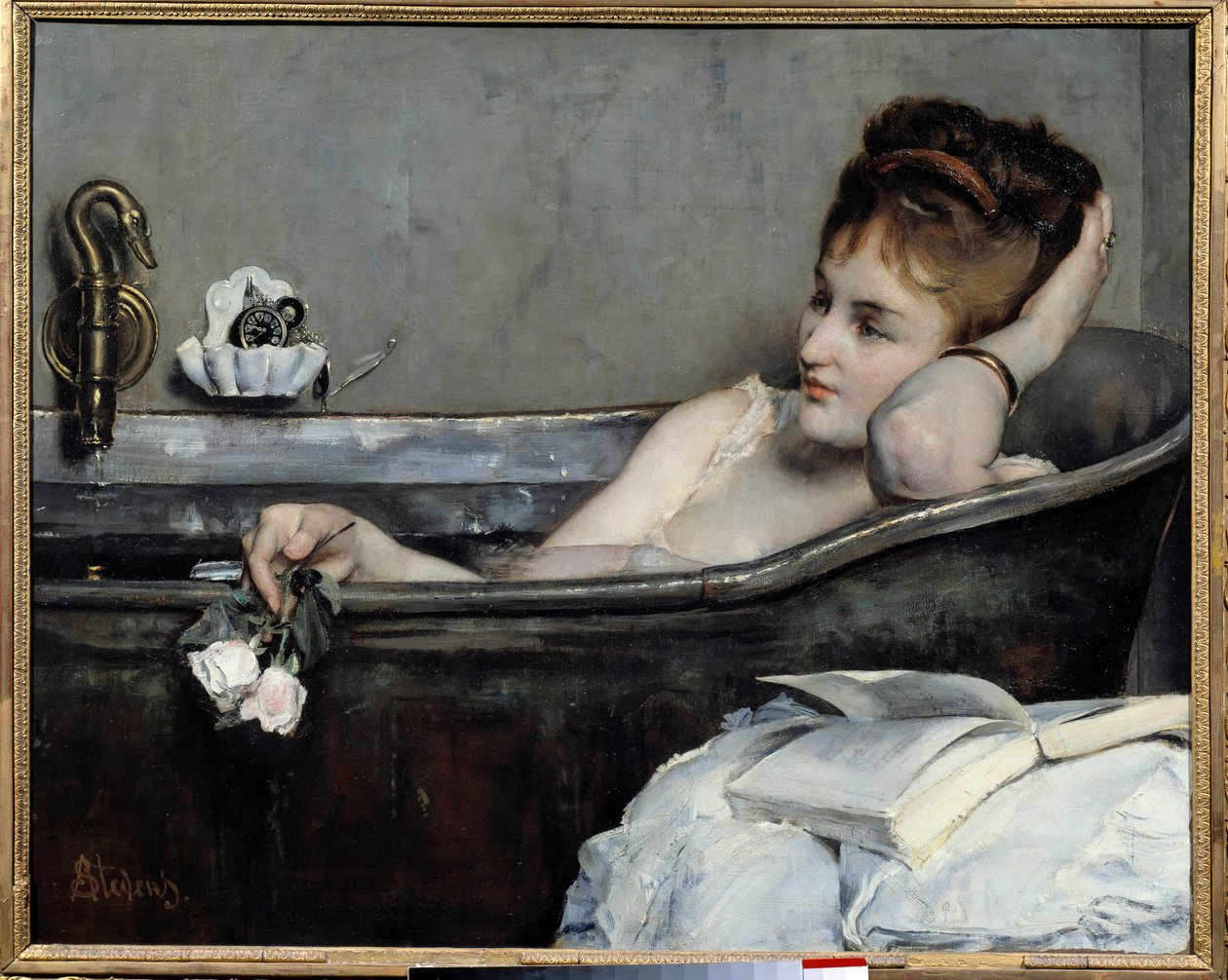 浴缸或浴缸或浴缸中的女人 阿尔弗雷德·史蒂文斯 (Alfred Stevens) (1823-1906) 的绘画 1867 年 0,74x0,93 m 巴黎，奥赛博物馆 作者 阿尔弗雷德·埃米尔·史蒂文斯（Alfred Emile Stevens）