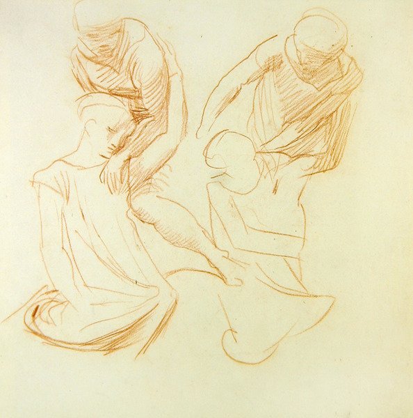 人物研究，约1845年（纸上红色粉笔）（直页见366414）。 作者 阿尔弗雷德·乔治·史蒂文斯