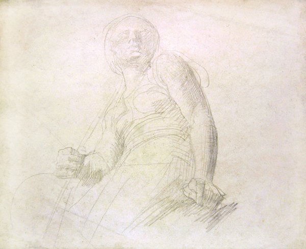 人物研究，约1850年（纸上铅笔）。 作者 阿尔弗雷德·乔治·史蒂文斯