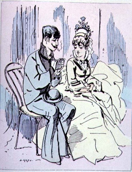 在香榭丽舍大街上，Les Parisiennes的插图，1870年 作者 阿尔弗雷德·格雷文