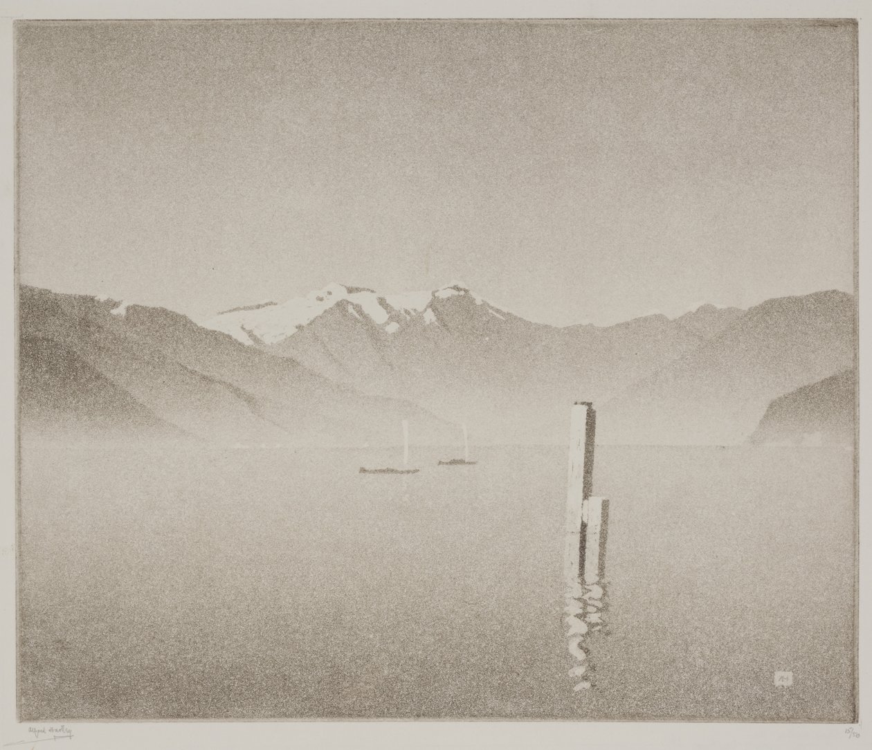 科莫湖（aquatint） 作者 阿尔弗雷德·哈特利