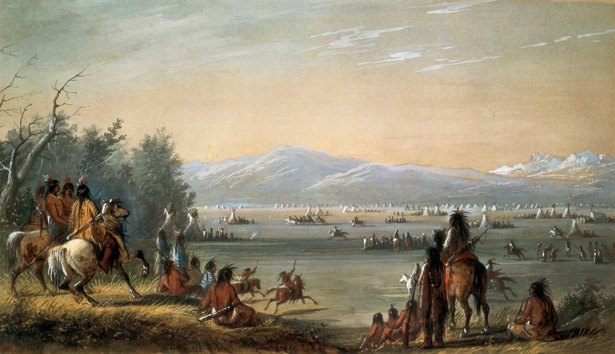 An Indian village. Work by Alfred Jacob Miller (1810-1874) 作者 阿尔弗雷德·雅各布·米勒