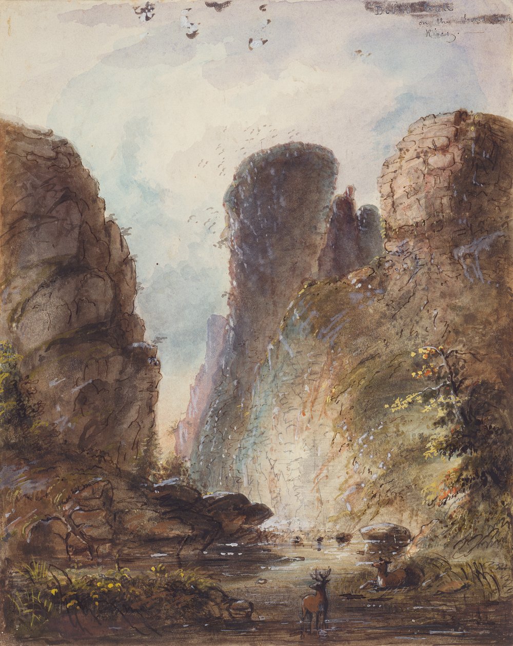 魔鬼之门，约 1850-60（纸上水墨、钢笔和墨水） 作者 阿尔弗雷德·雅各布·米勒