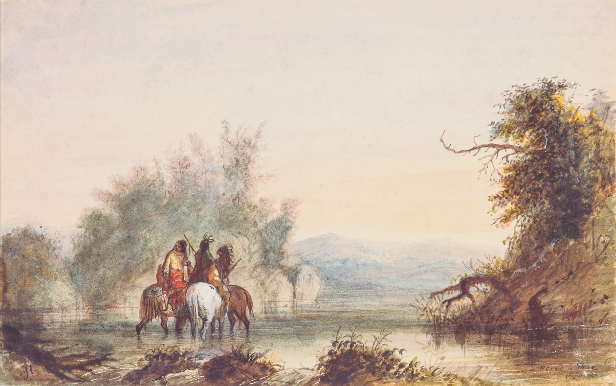 马蹄溪，约 1837 年（纸上铅笔、水彩和水粉画） 作者 阿尔弗雷德·雅各布·米勒