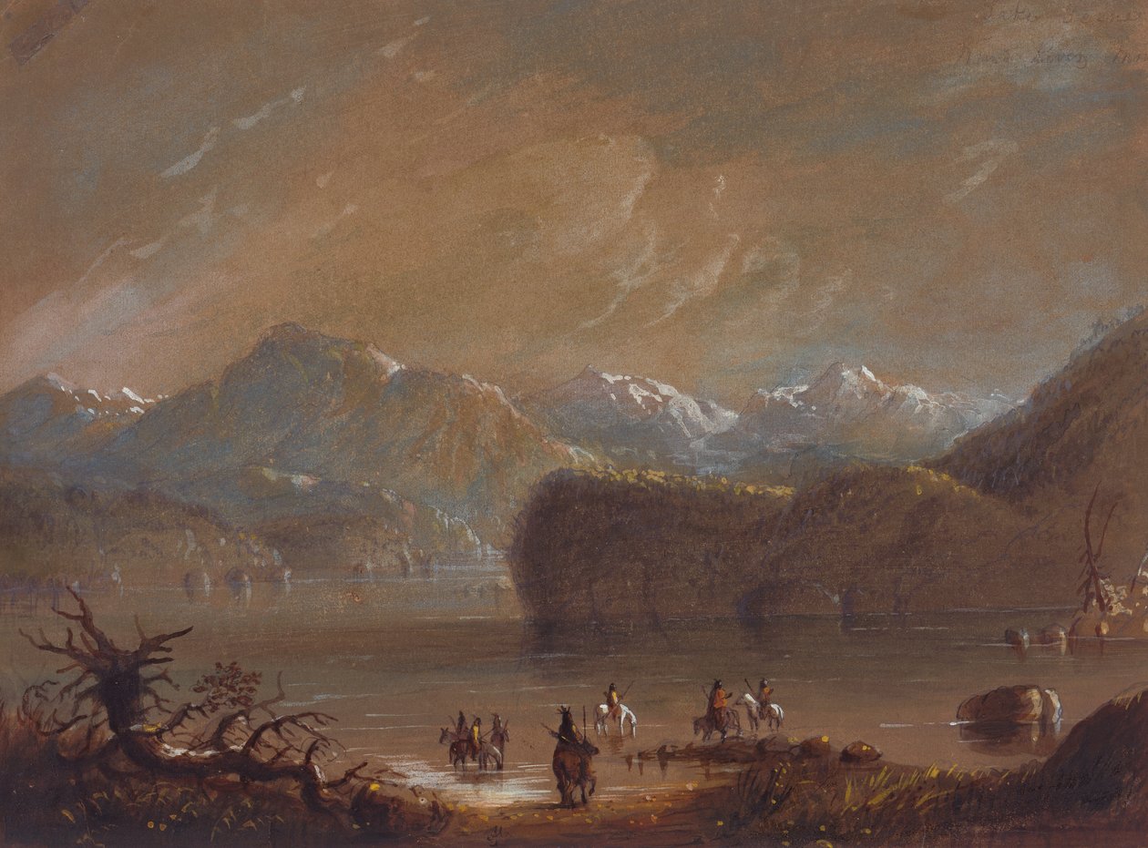 湖，风河山，约 1837 年（纸面水彩画） 作者 阿尔弗雷德·雅各布·米勒