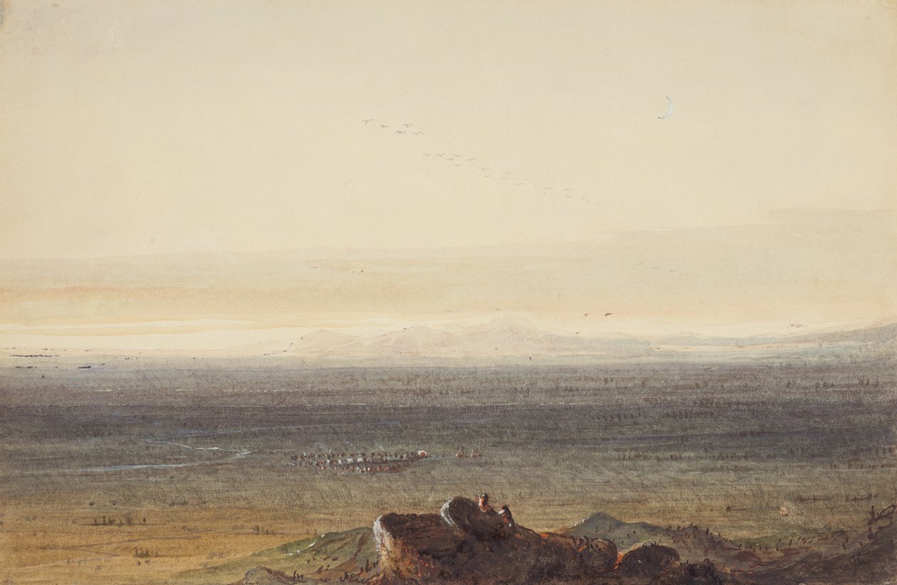 草原，约 1837 年（纸上铅笔、水彩和水粉画） 作者 阿尔弗雷德·雅各布·米勒