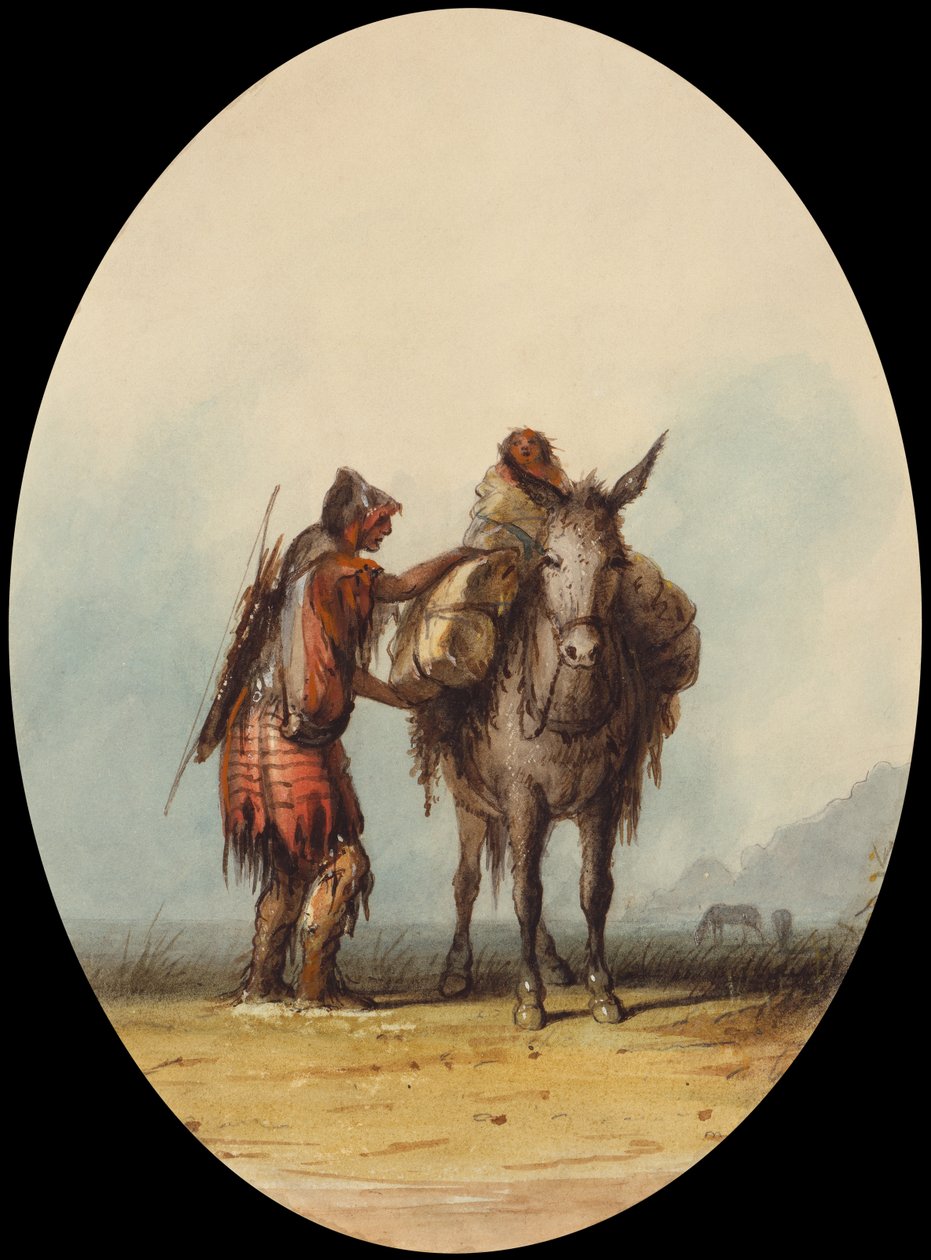 挖根者，约 1837 年（纸上水彩和水粉画） 作者 阿尔弗雷德·雅各布·米勒