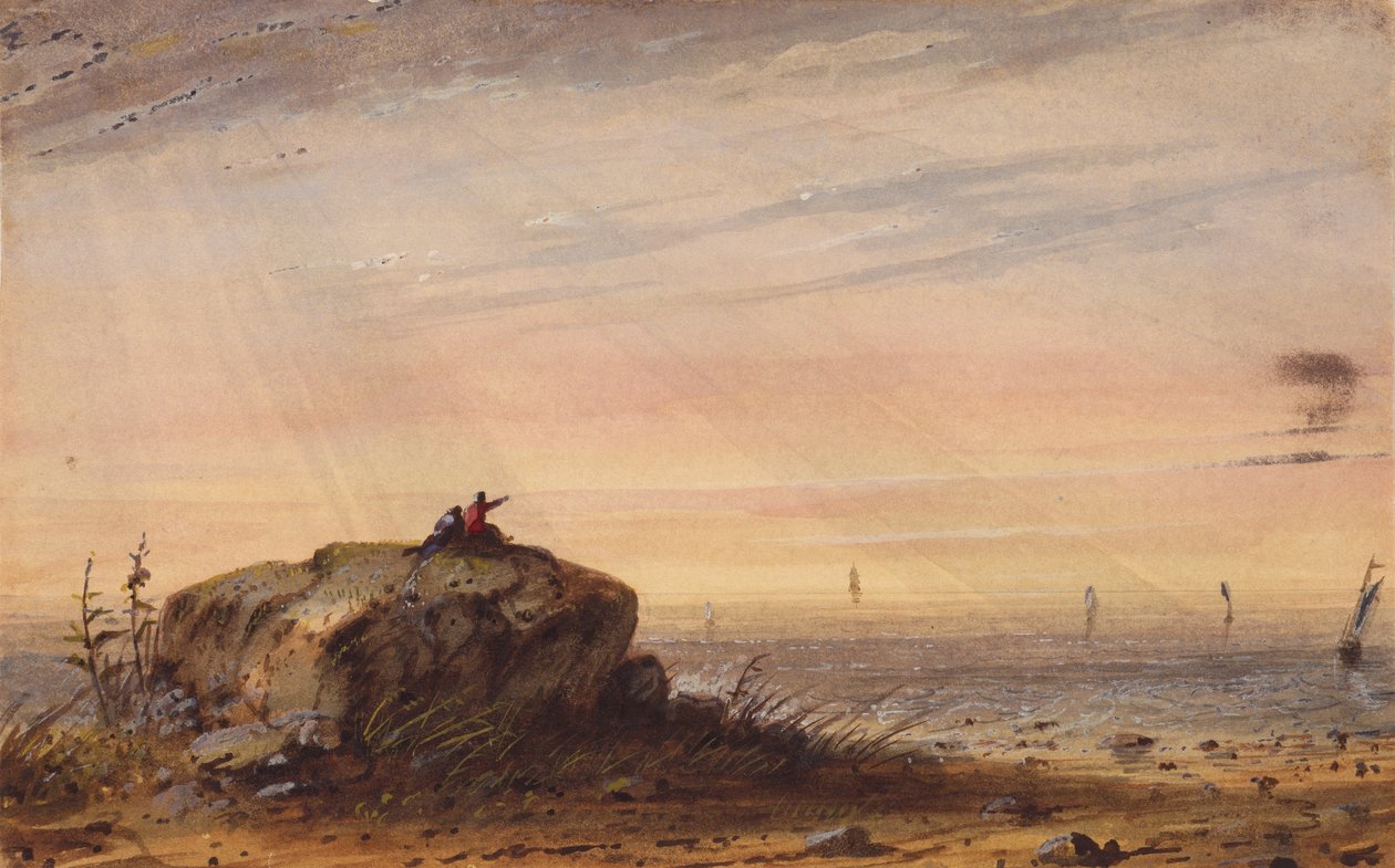海岸，约 1837 年（纸面水彩画） 作者 阿尔弗雷德·雅各布·米勒