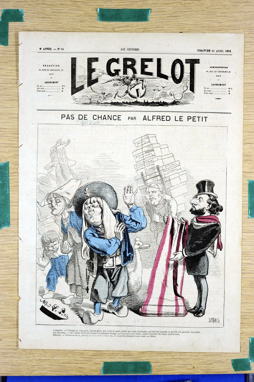 Le Grelot》第54期的封面，《彩色讽刺》。 作者 阿尔弗雷德·勒·佩蒂特