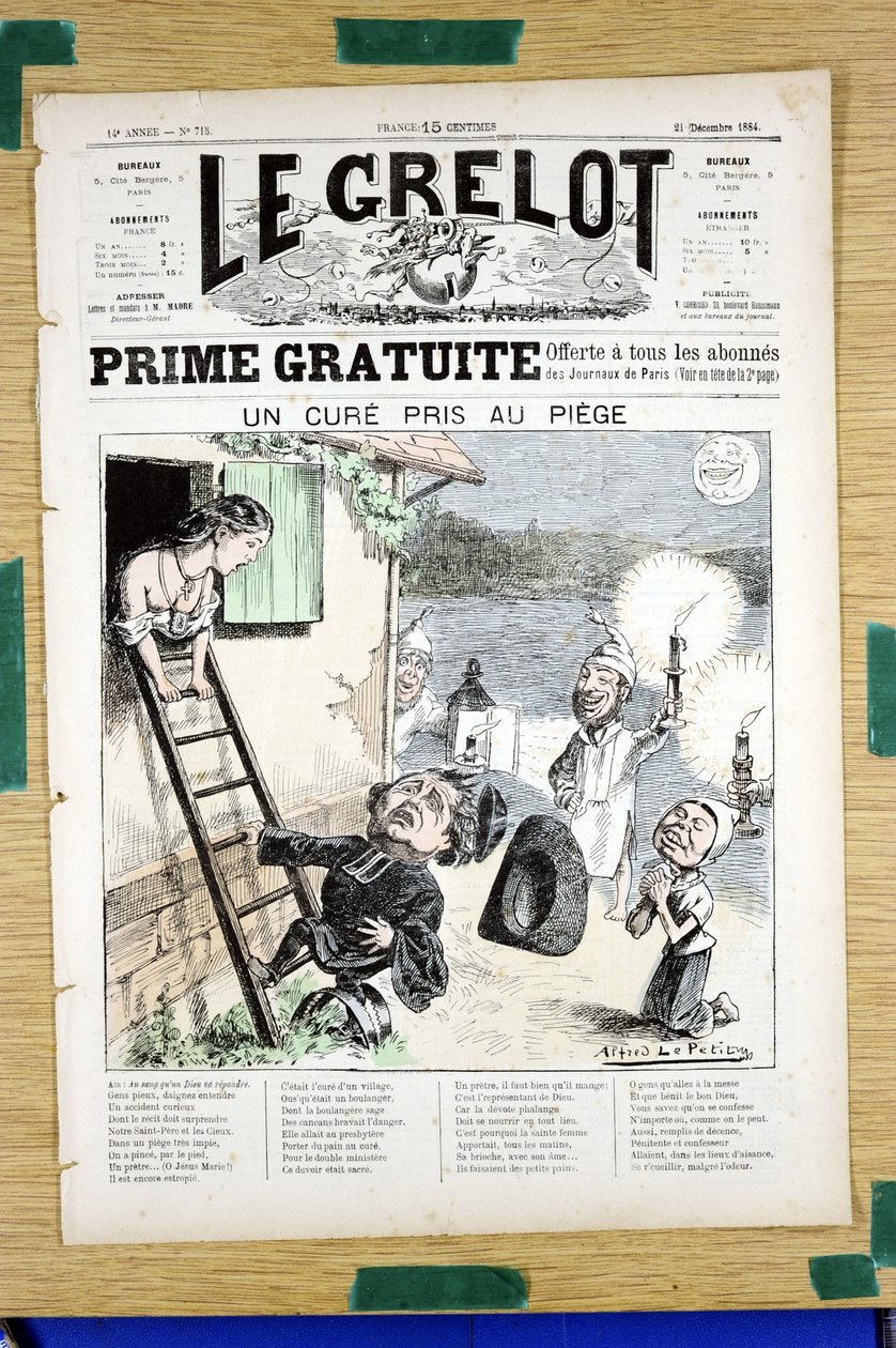Le Grelot "的封面，编号718，彩色讽刺。 作者 阿尔弗雷德·勒·佩蒂特