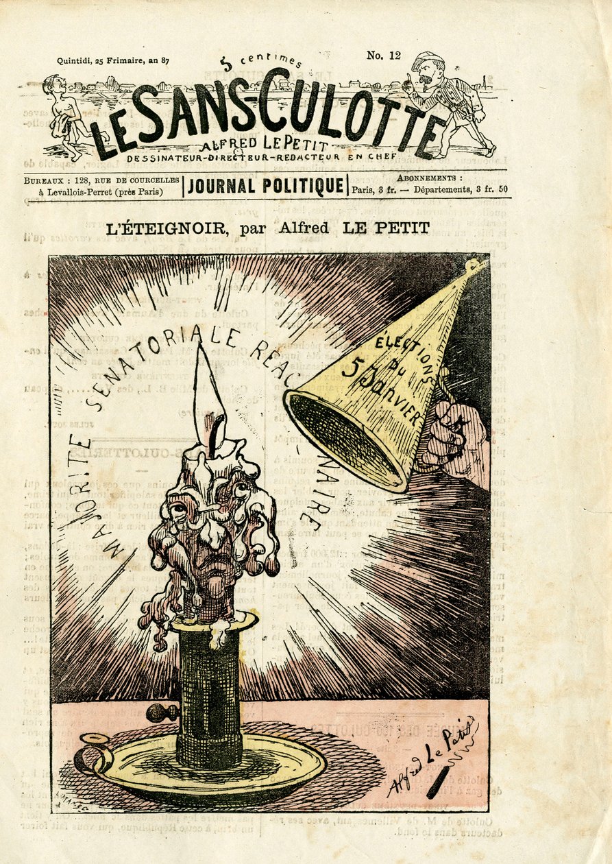 Le Sans-Panlotte》第12期的封面，《彩色讽刺》（Satirique en Couleurs）。 作者 阿尔弗雷德·勒·佩蒂特
