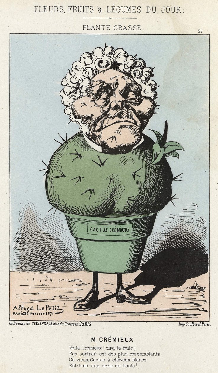 格拉斯植物。关于阿道夫-克雷米厄的漫画--1871年2月25日 "每日花卉、水果和蔬菜 "中的插图。 作者 阿尔弗雷德·勒·佩蒂特