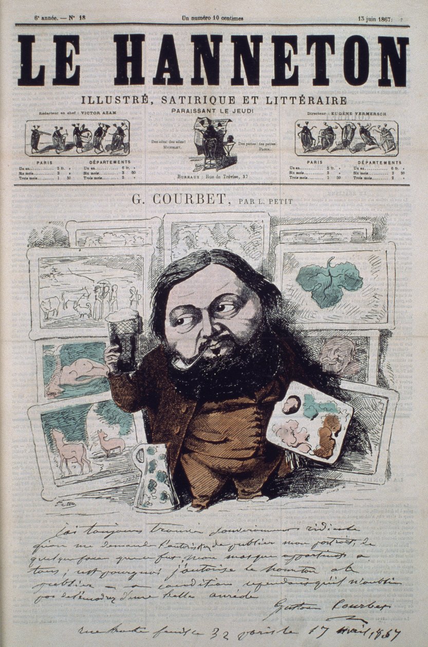 古斯塔夫·库尔贝（Gustave Courbet），1867年6月13日“Le Hanneton”杂志封面插图 作者 阿尔弗雷德·勒·佩蒂特