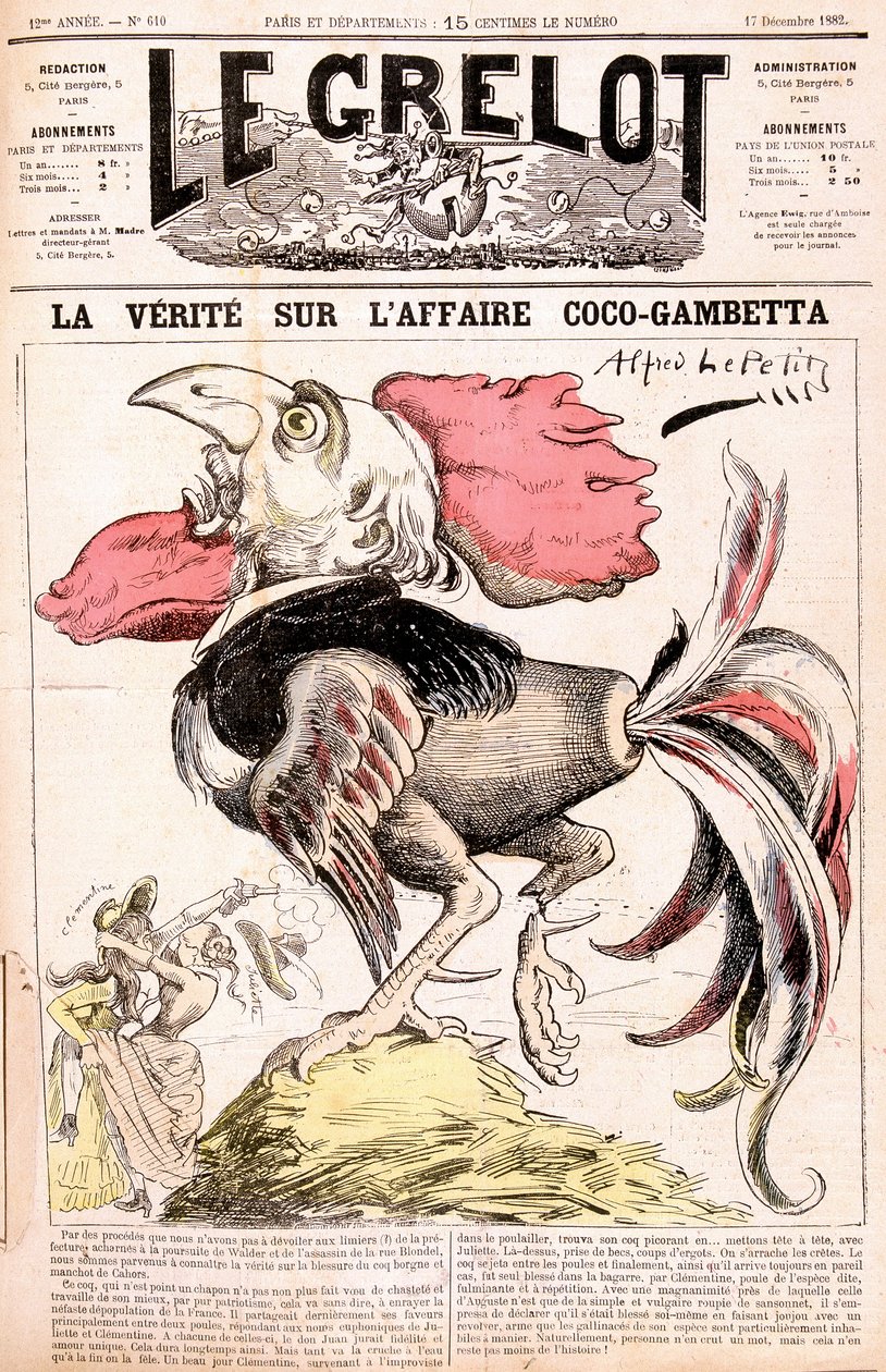关于可可事件的真相 (Gambetta et ses “”chicks ”) - Gambetta - 阿尔弗雷德·勒佩蒂蒂 (Alfred Le Petitty)，在 1882 年 12 月 17 日的“Le Grelot”中 作者 阿尔弗雷德·勒·佩蒂特