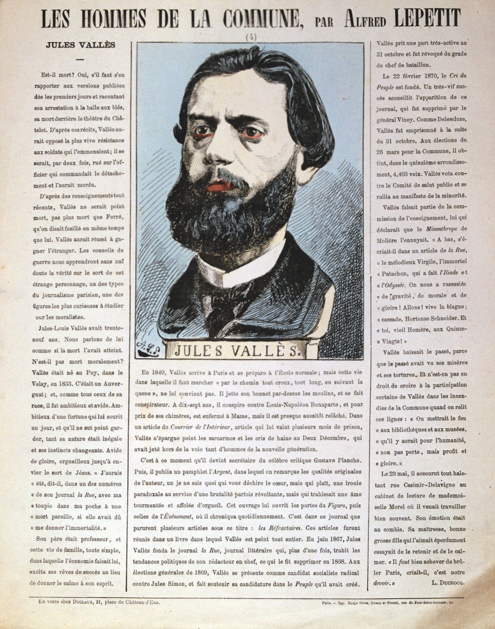 朱尔斯·瓦雷斯（Jules Valles），法国记者，作家和巴黎公社成员，1871年 作者 阿尔弗雷德·莱皮蒂