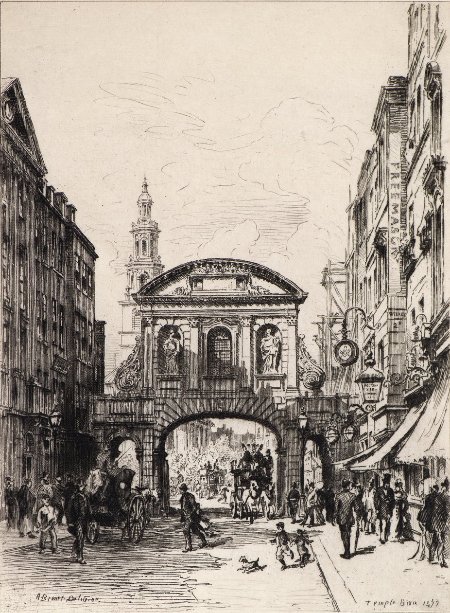 Temple Bar (etching) 作者 阿尔弗雷德·路易斯·布鲁内特·德拜恩斯