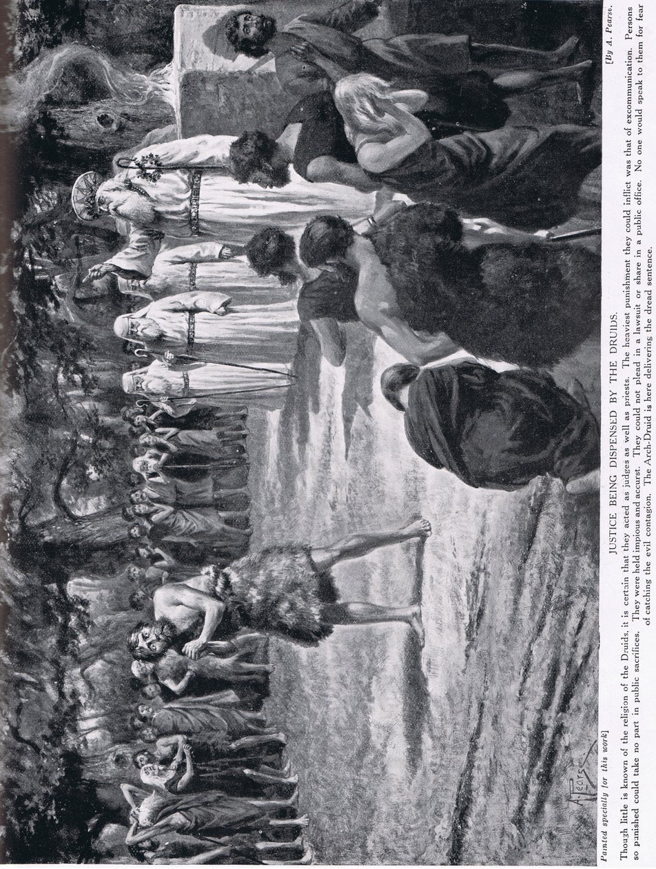 正义由德鲁伊教派，“哈钦森的国家历史”中的插图，c.1910 作者 阿尔弗雷德·皮尔斯（Alfred Pearse）