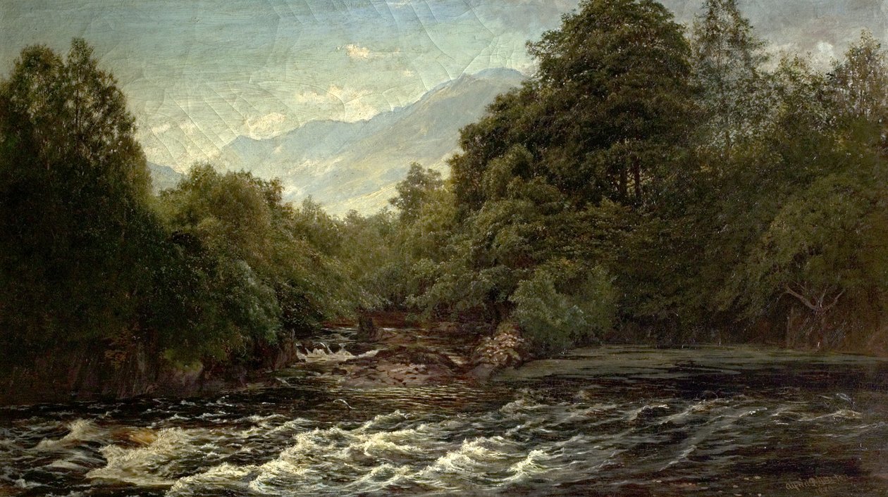 鲑鱼池（苏格兰斯皮恩的鲑鱼池），1880年 作者 阿尔弗雷德·皮兹·牛顿